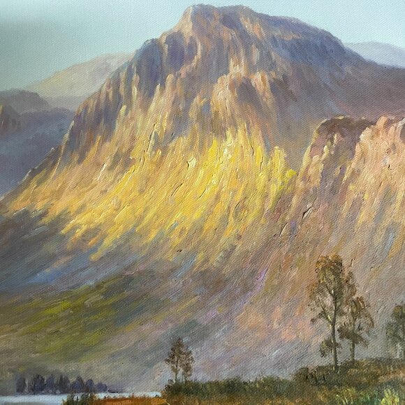 This oil painting depicts a flock of wild sheep that has frozen the tranquility - Picture 4 of 9